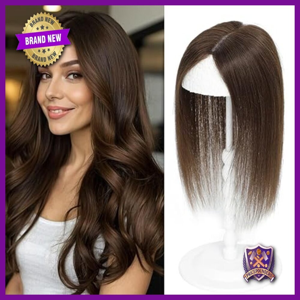 12 Inch Human Hair Topper Swiss Base 4x4.8 Large Cover Thinning Hair